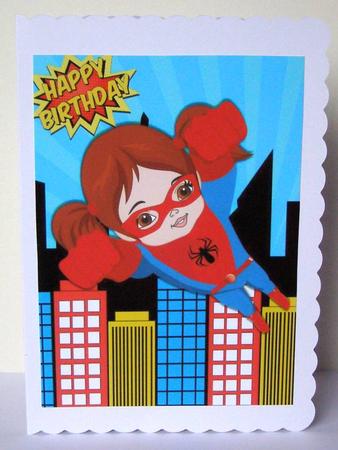 Flying High! Super Spider Girl in the City A4 by Margaret McCartney
