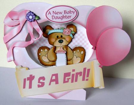 See-through Shaped Box Card - a New Baby Girl by Margaret McCartney