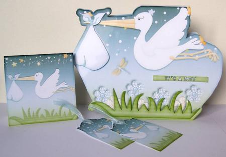 Stork Shaped Card Baby Boy 776 by Margaret McCartney