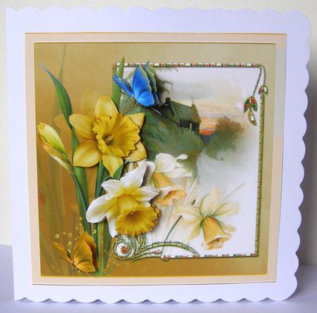 Daffodils at Sunrise7x7 Card with Decoupage by Margaret McCartney