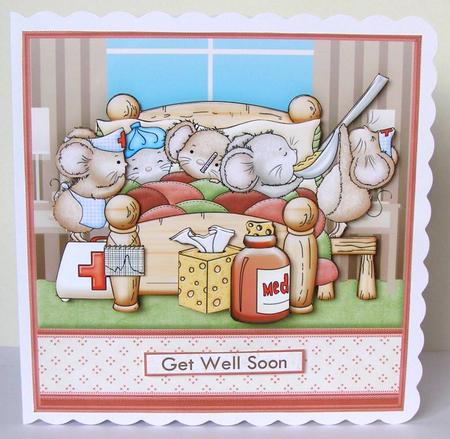 Poorly Mice Get Well Soon 7.5 Decoupage Mini Kit by Margaret McCartney