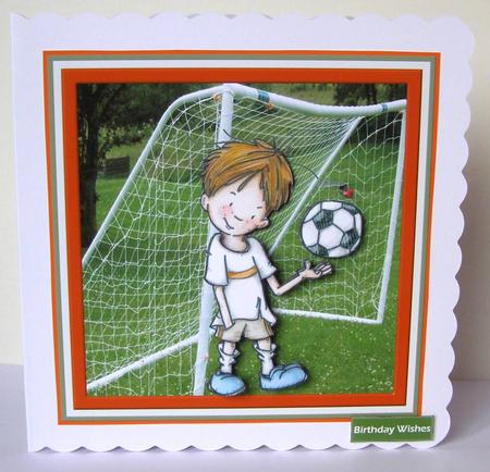 A Game of Football 7x7 Card with Decoupage by Margaret McCartney