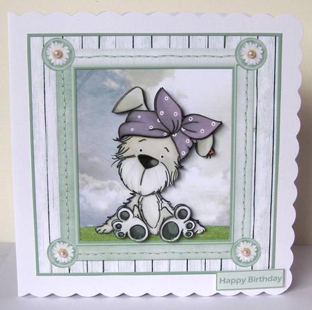 Polka Dot Bella 7x7 Card with Decoupage by Margaret McCartney