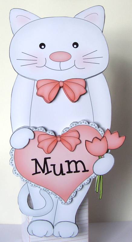 3D on the Shelf Card Kit - Little Cat's Heart for Mum by Margaret McCartney