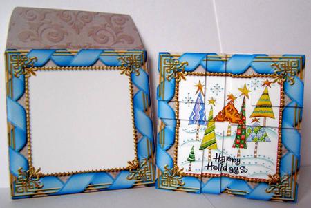 Happy Holiday Trees Mini Card Envelope 4 Corner Stacker Aio by Margaret McCartney