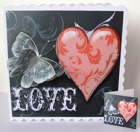 Love Hearts & Valentines 3 - with Pop Up Butterfly + Tag + by Margaret McCartney