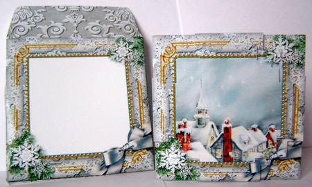 Rooftops Snow Mini Card Envelope Block Shaped Stacker Aio by Margaret McCartney