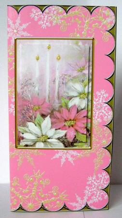 Pink Christmas Poinsettia Scallop Edge Dl Card by Margaret McCartney