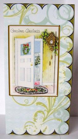 Christmas Open Door to All Scallop Edge Dl Card by Margaret McCartney