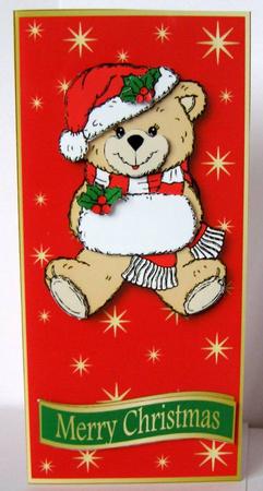 Christmas Teddy Dl Cut and Fold by Margaret McCartney