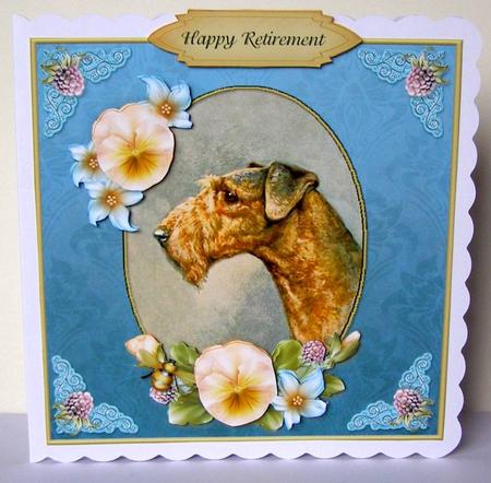 Vintage Dog Retirement 7x7 Blue Cf by Margaret McCartney