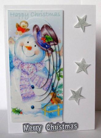 Christmas Snowman with Robin, Oval Pyramids by Margaret McCartney