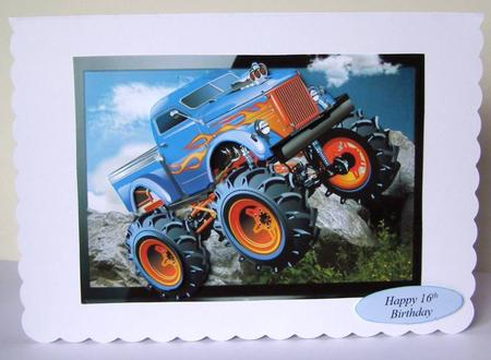 Monster Truck Fire Topper with Decopage by Margaret McCartney