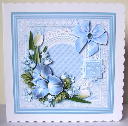 Spring Flowers on a Lace Doily 8in x 8in Decoupage Mini Kit by Margaret McCartney