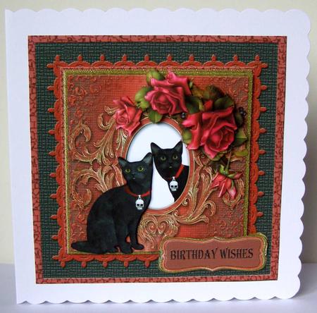 Gothic Cats Birthday Card Front Mini Kit by Margaret McCartney