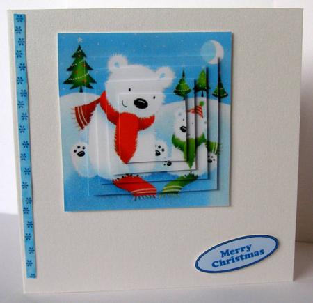 Christmas Polar Bear with Baby , Square Pyramids by Margaret McCartney