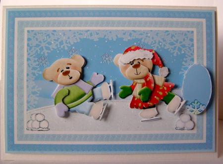 Animated Moveable Decoupage Skating Bears by Margaret McCartney