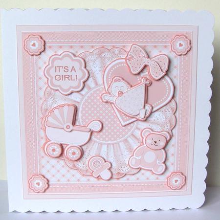 New Baby Girl with Embellishments 8inx8in Decoupage Mini Kit by Margaret McCartney
