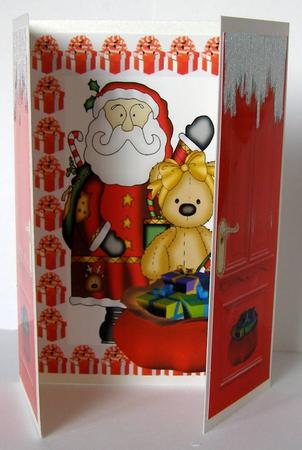 Santa with Teddy & Presents, Gatefold by Margaret McCartney