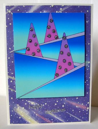 Pink Spotted Xmas Trees by Margaret McCartney