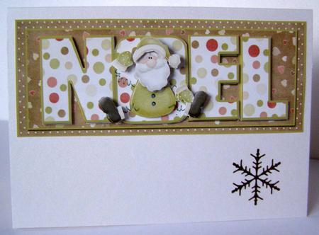 Noel Springy Santa Dl Card Front or Topper by Margaret McCartney