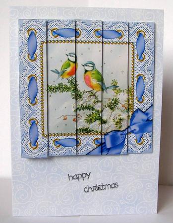 Christmas Blue Tits One Edge Side Stacker by Margaret McCartney