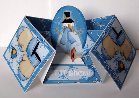 Snowflakey Friend Double Diamond Fold Card by Margaret McCartney