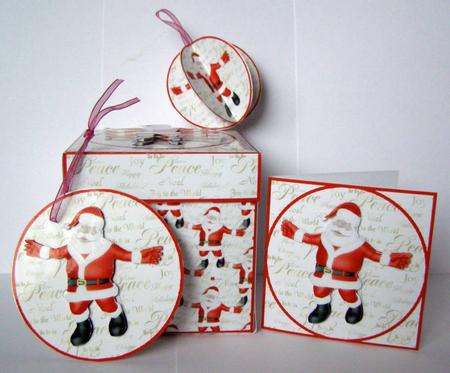 Christmas Jolly Santa 3D Bauble & Gift Box Kit by Margaret McCartney