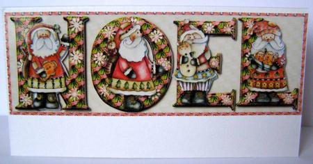 Painted Santas Noel Large Dl Card Front with Decoupage by Margaret McCartney