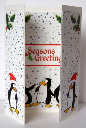 Cheeky Christmas Penguins Gate Fold Card by Margaret McCartney