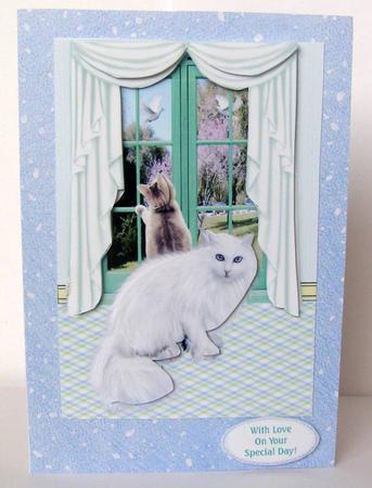 Mother Cat & Kitten Watching Birds from a Window Decoupage by Margaret McCartney