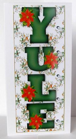 Tall Yule Dl Card with Robin Backing by Margaret McCartney