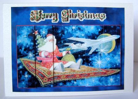 Santa on a Flying Carpet Side Stacker by Margaret McCartney