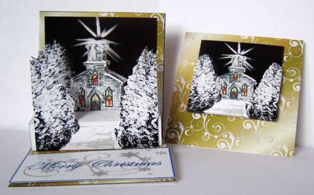 Christmas Church 3D Pop Up Card by Margaret McCartney
