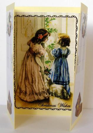 Little Vintage Girls Waiting for Santa, Gatefold by Margaret McCartney
