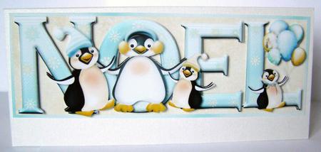 Winter Fun Noel Large Dl Card Front with Decoupage by Margaret McCartney