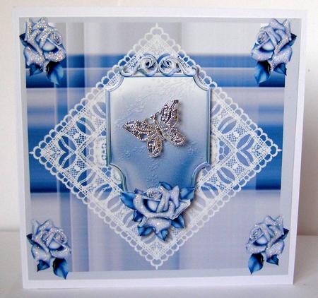 8x8 Blue Rose and Lace by Margaret McCartney