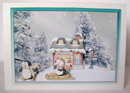 Penguin Pals Card Front with Decoupage by Margaret McCartney
