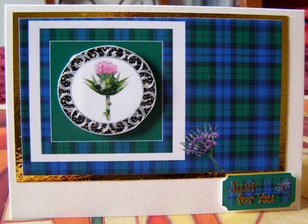 Scotland Black Watch Tartan Card Front with Topper by Margaret McCartney
