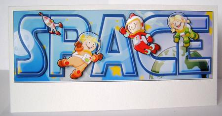 Space Kids Large Dl Card. by Margaret McCartney