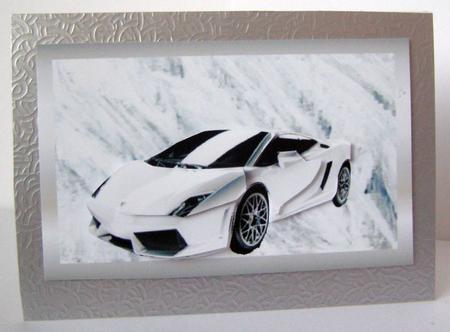 Quick White Sports Car Decoupage by Margaret McCartney