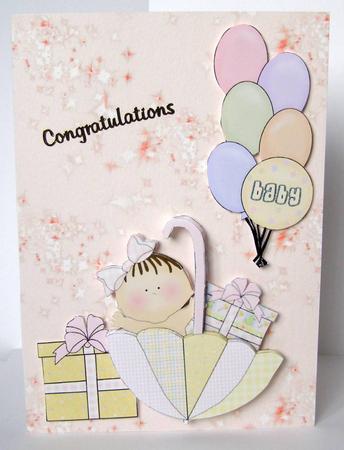 Babies in Brollies (pink) - Use with My Baby Wobble Cards by Margaret McCartney