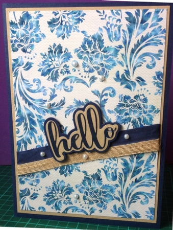 Pastel Blue Watercolor - Damask Floral Design A4 Size Backing Paper by Margaret Mountstephens