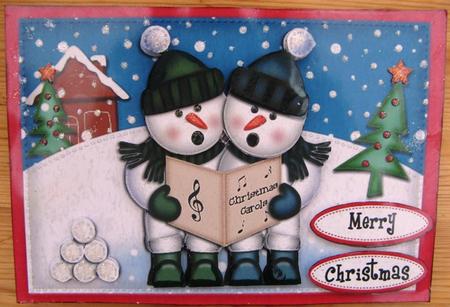 A5 Xmas Singing Snowmen Matching Insert by Margaret Mountstephens