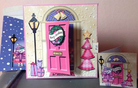 3D Xmas Teddy's Present Animated Moveable Open Door Card Kit by Margaret Mountstephens