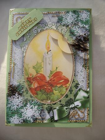 Traditional Candle Snow 7x5inch Scalloped Duo Corner Stacker by Margaret Mullan