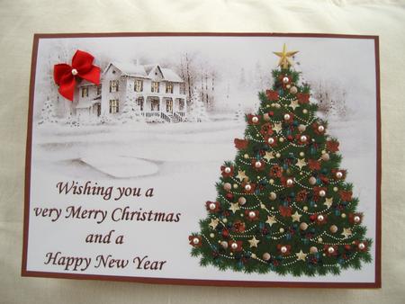 Pretty Christmas Tree A5 Topper with Matching Insert Plate by Margaret Mullan