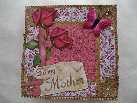 Pink Rose Mother 5in Zig Zag Bottom Stacker by Margaret Mullan