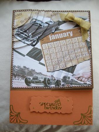 Vintage Cars January Birthday 6in Duo Corner Stacker by Margaret Mullan