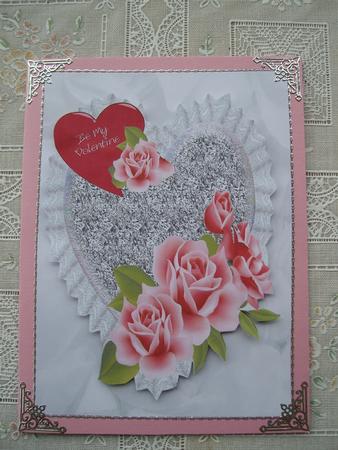 Roses for U on a Silver Heart, A4 Topper by Margaret Mullan